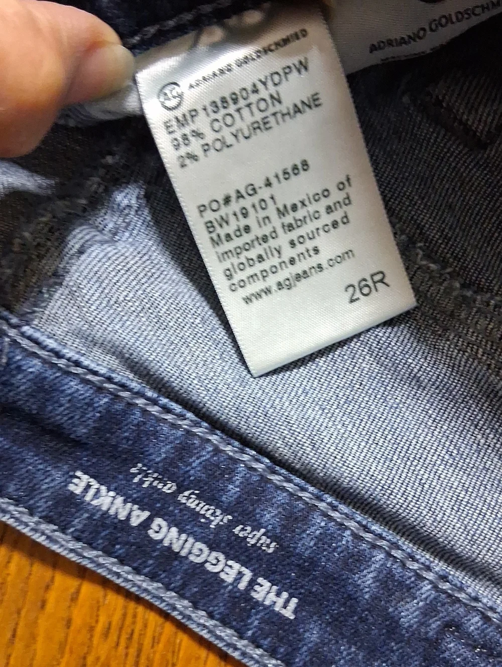 AG ADRIANO GOLDSCHMIED JEANS Womens 26 BLUE LEGGING ANKLE Preowned SKINNY